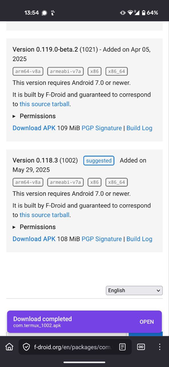 Termux APK downloaden, aanbevolen versie