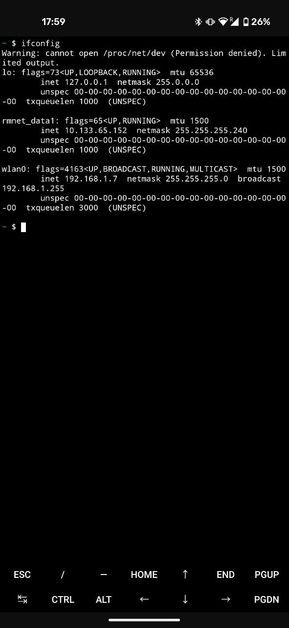 Het commando ifconfig gebruiken