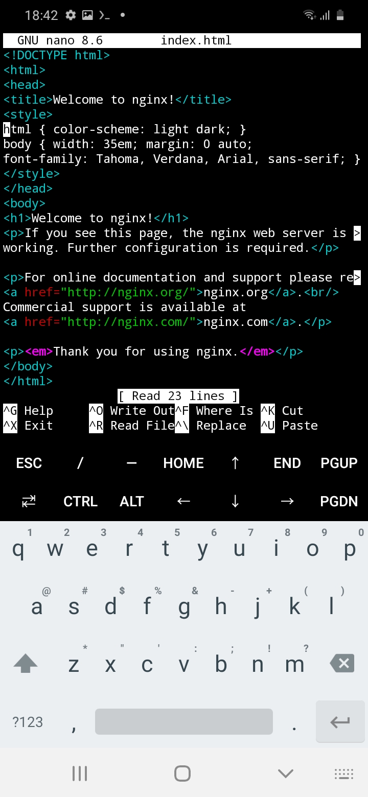 HTML bewerken in de terminal met het nano-commando