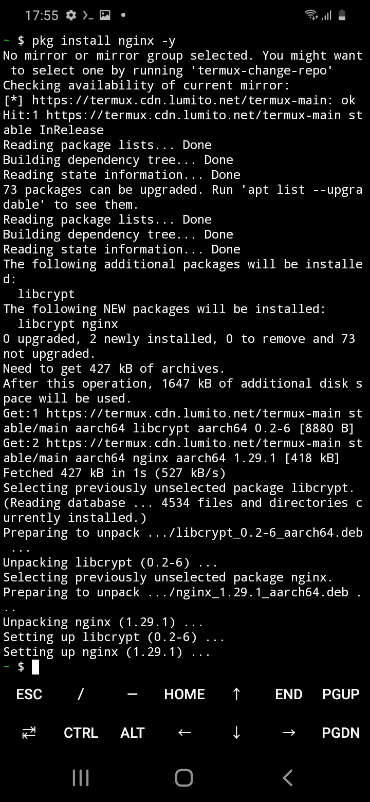 Nginx installeren in Termux